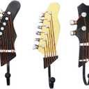 KUNGYO Vintage Guitar Shaped Decorative Hooks Rack Hangers for Hanging Clothes Coats Towels Keys Hats Metal Resin Hooks Wall Mounted Heavy Duty (3-Pack) (Guitar Hook-A)