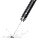 Maestri House Rechargeable Milk Frother, LunaFro NS Handheld Electric Foam Maker Waterproof Detachable Stainless Steel Whisk Drink Mixer Foamer for Lattes, Cappuccino, No Stand (Black)