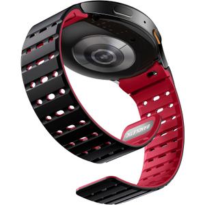 Bandletic Magnetic Silicone Band Compatible with Samsung Galaxy Watch 7 6 5 4 FE 40mm 44mm/for Galaxy Watch 6 4 Classic 43mm 47mm 42mm 46mm/Watch 5 Pro 45mm, 20mm No Gap Sport Strap for Men Women (Black/Red)