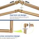 Warm Gold Corner Window Curtain Rods with Aluminum End Cap Finials and Brackets,1 Inch Diameter Bay Window Curtain Rods,2 Sided 36-72 Inch Adjustable Drapery Rod