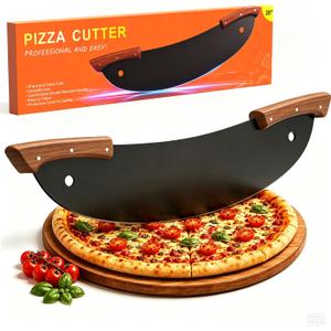 20-Inch Pizza Rocker Blade Cutter, Stainless Steel, Black