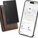 Wallet Tracker Card 0.07in Slim, Compatible with Apple Find My iOS Only, Bluetooth Tracker Smart Tracking Card Wallet Finder, IP68 Waterproof, Item Locator for Luggage Tags, Passports, Purse (1 pack, Dark Black)