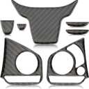 AUTOKAY Real Carbon Fiber Steering Wheel Cover Trim Fits for Honda Civic Sedan 2016-2020