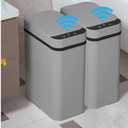 Yatmung 1 Pack - 2.5 Gallon Motion Sensor Bathroom Trash Can - Slim Smart Trash Cans - Skinny Trash Bin with Lid - Electric, Narrow, Plastic, Auto Open - Small Automatic Garbage Can (Grey)