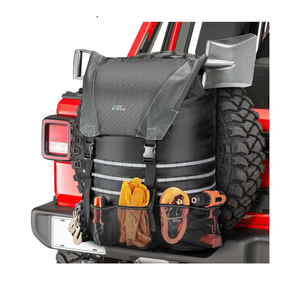 JOYTUTUS Spare Tire Trash Bag, Fits 40" Tire 31 Gallons Overland Series Larger Capacity Cargo Spare Tire Storage Bag, Off-Road Camping Recovery Gear Firewood for Jeep Truck SUV