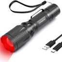Red Flashlight Rechargeable, High/Low Red Light & White Light 3 Modes, for Astronomy, Aviation, Night Observation