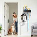 Dog Leash Holder for Wall, Dog Leash Hooks, Wall Mounted Leashes Hangers, Dog Storage Organizer, Key Holder with Storage Shelf, Pet Stuff Organizer for Pet Toys, Collar, Treats, Poop Bag (Black)