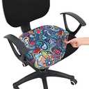 Smiry Printed Office Computer Chair Seat Covers, Stretch Fit Universal Desk Rotating Chair Cover Washable Removable Seat Cushion Protectors - Blue Green