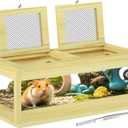Large Hamster Cage, Solid Wood Gerbil Cage, Chewproof Hamster Cages and Habitats, Sliding Doors, Top Ventilation Window, Guinea Pig Cages for Small Animals, Dwarf, Syrian, Mice, 36" x 18" x 12"