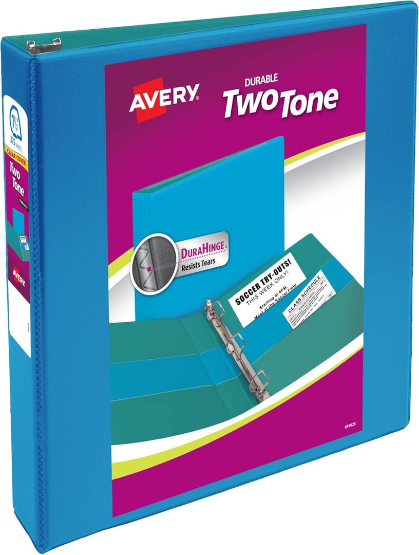 Avery Two-Tone Durable View Binder Blue and Purple(Pack of 2)