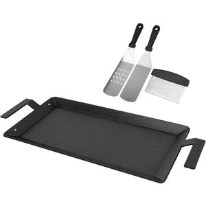 Carbon Steel Griddle for Gas Grill with Spatula Set, 24" x 10" Flat Top Griddle for Stove Top, Induction & Electric Cooktop, Double Burner Griddle Pan, Nonstick Cookware Griddle Insert