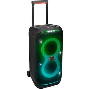 JBL PartyBox Stage 320 - Portable Party Speaker with Telescopic Handle & Wide, Sturdy Wheels, Powerful JBL Pro Sound, Futuristic lightshow, Up to 18 Hours of Play time, Splash Proof (Black)