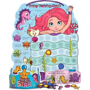 PUTSKA Potty Training Reward Chart for Girls with 35 Reusable Stickers  Potty Chart for Toddlers Girls - Reward Chart for Kids for Toilet Success - Mermaid