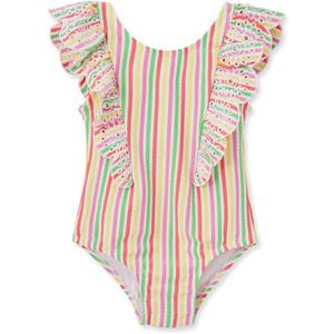 Little Me Baby-Girls Little Girls' UPF 50+ Sun Protection One Piece Swimsuit (4T, Pink Ice Cream Stripe)
