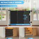 Retractable Baby Gates for Doorways 55" Wide Retractable Dog Gate for Stairs, Mesh Dog Gates for The House, Retractable Gate Outdoor Baby Gates for Decks, Child Gate for Stairs, Black