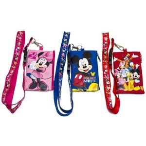 3 X Disney Mickey Minnie & Friends Lanyard with ID Badge Holder Wallet Coin Purse Ticket Key Chain