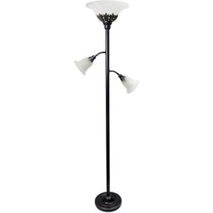 Elegant Designs LF2002-RBW 3 Light Scalloped Glass Floor Lamp, Restoration Bronze/White