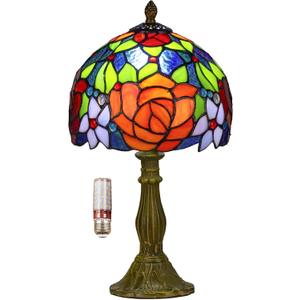 Tiffany Style Lamp Rose Flower Stained Glass Table Lamp red Rose 8X8X14 Inches Home Office Desk Lamp Lights Decorate Gift Include Light Bulb