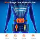 Portable Waist Fan 16000mAh,Dual Brushless Motors,5 Speeds Belt Clip Fan Up to 25H Runtime,Wide-Range Airflow,3 Light Modes including SOS,Rechargeable Fan for Camping,Hiking, Fishing,Outdoor,Orange