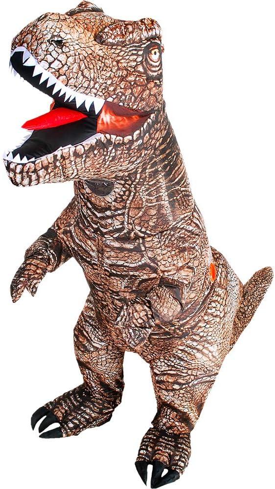 KOOY Dinosaur Costume Adult Inflatable Raptor Onesies Blow Up T-rex Dino Full Body Funny Halloween Costume for Men Women Teens