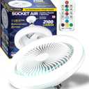 Bell+Howell Socket Air Wireless Ceiling Fan with Remote Control, 2100 Lumens,3 Fan Speed, 3 Light Settings, 6000 Hours Battery Life Span for Living, Dining, Working Space ASON TV (Deluxe), Small