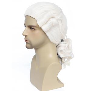 Men's 18th Century Colonial Wig, George Washington Wig Founding Father Costume for Halloween Theme Party Costume (White)