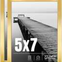 LaVie Home 5x7 Picture Frame 2 pack, Display Pictures 5 x 7 Frame, 5x7 Gold Photo Frame with HD Plexiglass, Display Frame for Vertical or Horizontal, Classic Collection