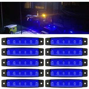 FXC 10x 6 LED Clearence Truck Bus Trailer Side Marker Indicators Light, Waterproof Boat Interior Light, Boat Deck Stern Light 12V (Blue)