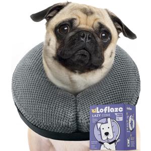 Soft Inflatable Dog Cone Collar Alternative After Surgery - Dog Neck Donut E Collar for Large Medium Small Dogs Cats Post Surgery - Recovery Collar to Stop Licking - Grey, L