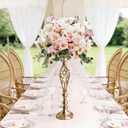 12Pcs Gold Centerpieces for Tables,Tall Gold Centerpieces for Wedding,Metal Candle Holder for Wedding Party, Dinner, Event, Hotel, Home Decor