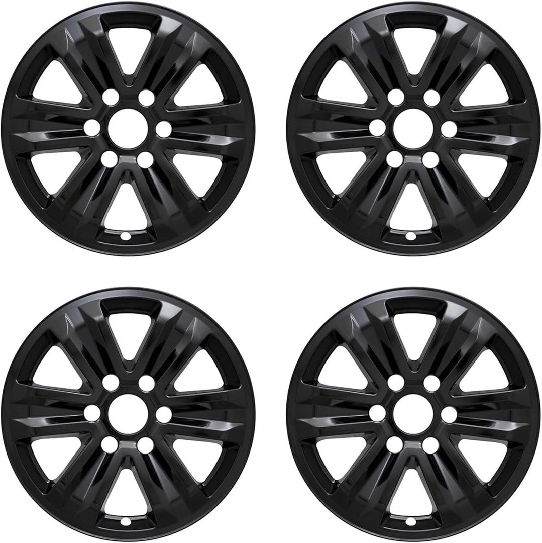 New Wheel Skins Covers Fits 2015-2020 Ford F-150, 17 Inch, 6 Spoke, Gloss Black, Plastic, Set of 4, Not Compatible with Steel Wheels