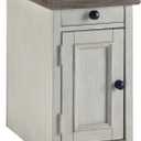 Signature Design by Ashley Bolanburg Farmhouse Chair Side End Table with Outlets and USB Ports, Antique Cream & Brown (Whitewash)