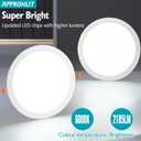 11 Inch Recessde Lighting for Ceiling with Junction Box,6000K 2185LM,24W Ultra-Thin Canless Wafer Downlight,for high Ceiling 4 Packs,No Dimmable