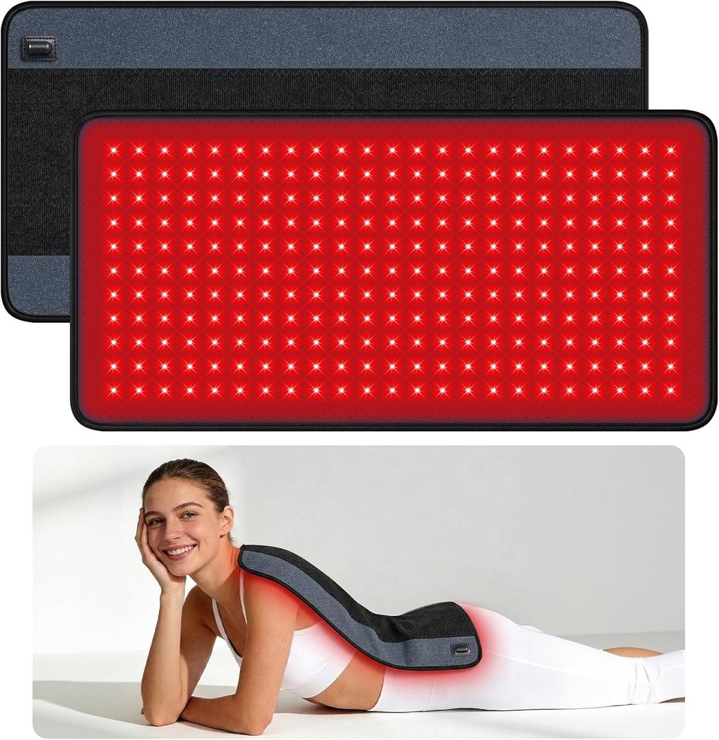 Red Light Therapy Pad for Body, 242 LEDs Infrared Red Light Therapy Belt for Back, Shoulder, Neck and Leg, 24 x 12Large Size Infrared Heating Pad with Adjustable Strap, Home Office Use