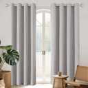 Joydeco Blackout Curtains for Bedroom, Linen Black Out Curtains 84 Inch Long, Light Blocking Drapes 2 Panels Set with Grommet for Living Room Window, Thermal Insulated Room Darkening Privacy Drapes (Greyish White)