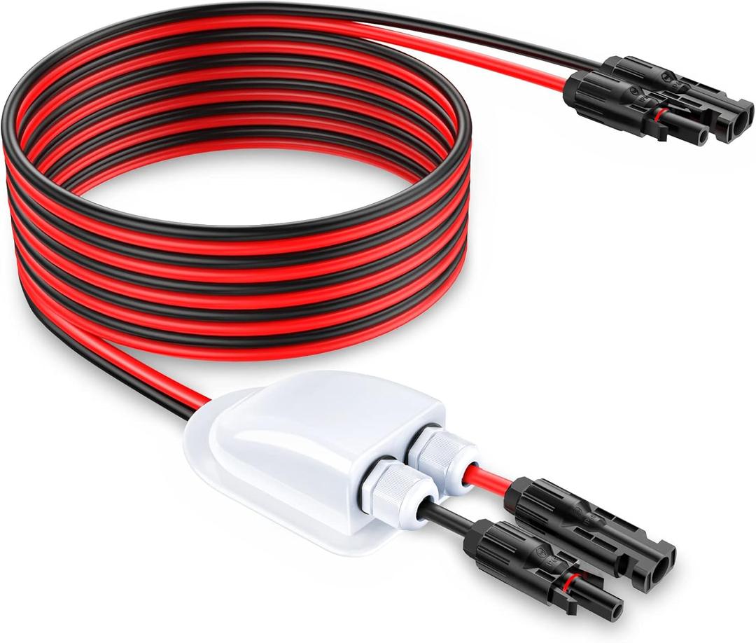 ELECTOP Solar Extension Cable with Solar Double Cable Entry Gland, 10AWG Solar Panel Cable Connector with Female and Male Connector Adapter Kit for Solar Project on RV Boat Van Solar Panels