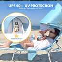 Backpack Beach Tanning Chair with Canopy and Face Hole, 6-Position Folding Lay Out Lounge Chair, UPF 50+ Wind-Resistant Sun Shade, Portable Recliner for Sunbathing, Outside, Poolside, Lawn, Patented