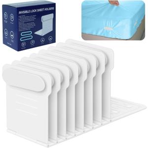 8 Pack Bed Sheet Holders for Corners, Upgrade Invisible Sheet Holders Keep Sheets Firm & Tight, Fitted Sheet Holder with Anti-Slip Pads, Easy One-Time Installation for Any Mattress Sizes