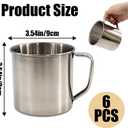 6 Pack Stainless Steel Coffee Mug with Handle, 18.5 Oz Metal Camping Cup, Reusable Portable Thermal Mug for Hot & Cold Beverages, Outdoor Activities, Travel, Picnics, and Daily Use (Silver)
