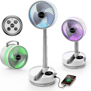 Socool 20000mAh Portable Fan Foldable Wireless Battery Rechargeable with 8-Speed & 112H, 90 Osciliating Floor Standing Fan Remote, Desk Fan with 8H Timer & LED Light for Home Kitchen Travel Camping