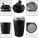 YINBAOGE Insulated Travel Coffee Mug, Spill & Leak Proof, Portable To Go Camping Stainless Steel Coffee Tumbler, Reusable Thermal Coffee Cup with Lid for Hot & Cold Drinks (Black, 12 OZ)