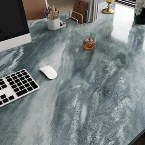 Stickyart 24"x160" Thick Grey Blue Marble Contact Paper for Countertops Peel and Stick Glossy Faux Gray Marble Wallpaper Removable Durable Granite Contact Paper Vinyl Roll for Cabinets Drawers Kitchen