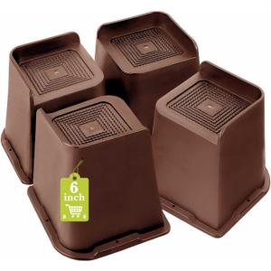 Bed Risers 1 inch, 2 inch, 3 inch, 4 inch, 6 inch, 8 inch Heavy Duty, Oversized Furniture Riser for Couch Sofa Table Chair Leg Frame Dorm, Support up to 6000 Lbs (Chocolate Brown 4 Pack, 6 inch)