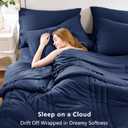 CozyLux King Size Comforter Sets - 7 Piece Bed in a Bag Navy Blue Comforter Set with Sheets Bed Set All Seasons, Soft Bedding Set with Down Alternative Comforter, Sheets, Pillowcases & Shams