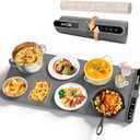 Warming Mat for Food, Fast Heating Electric Food Warmer with 9 Level Temperature and 6 Hours Timer, Extra Large Roll Up Silicone Food Warming Mat, Portable Warming Trays for Buffets Party (Grey) (32x15 Inch, Gray)
