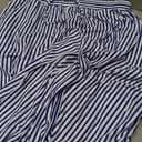 Acelitt Women Casual Red Striped Drawstring High Waist Wide Leg Pants L