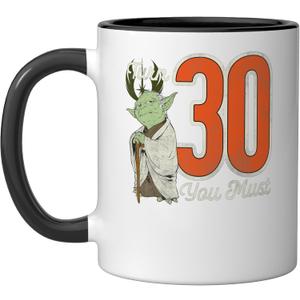 Star Wars Yoda 30th Birthday Ceramic Mug, Black/White