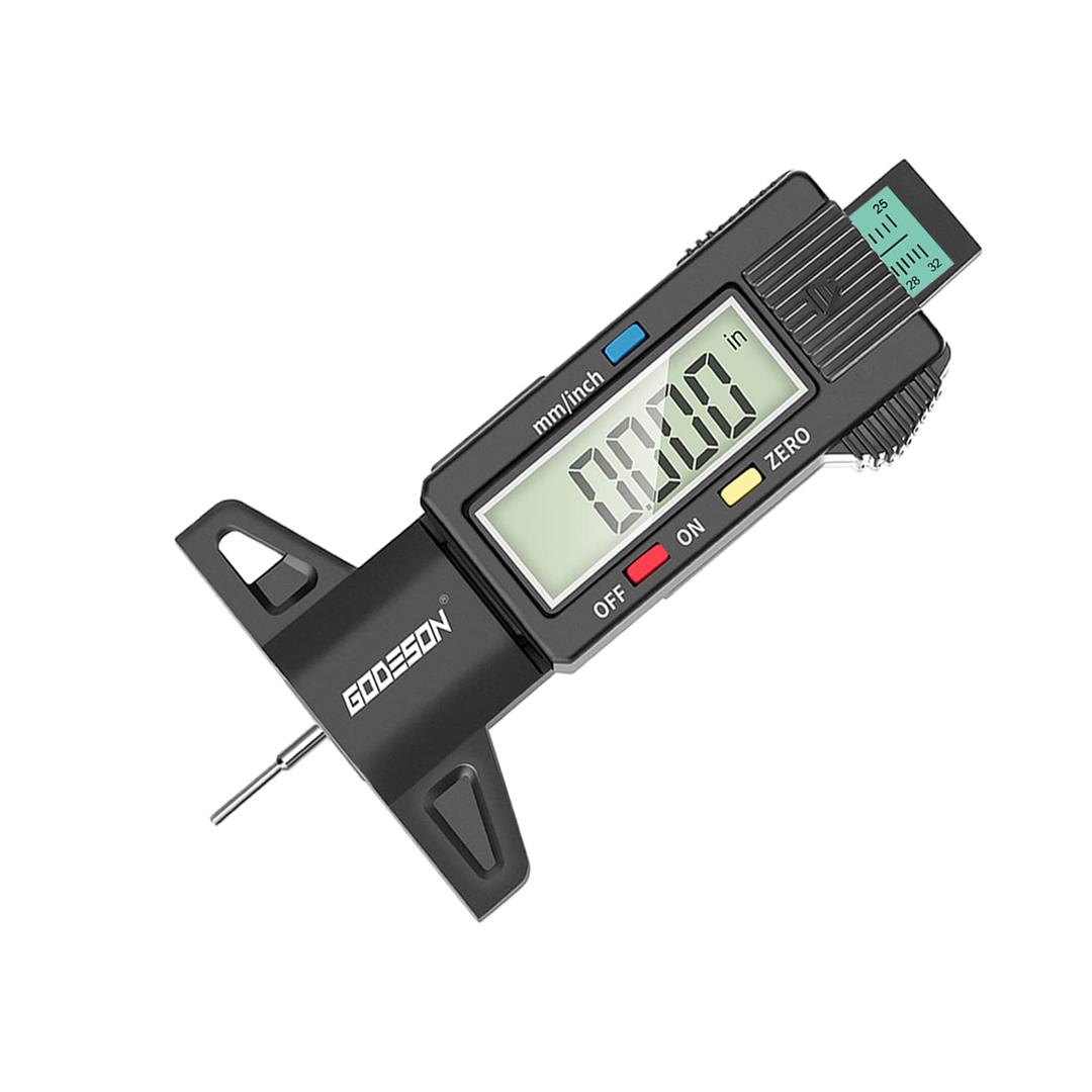 GODESON Tire Tread Depth Gauge,Digital Tire Tread Depth Gauge in 1Inch/25.4mm with Color-Coded Bar, Easy Read Tire Depth Gauge for Cars, Trucks, Motorcycles