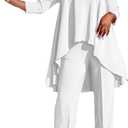 Plus Size 2 Piece Sets for Curvy Women Sexy Fall Long Sleeve Tops Wide Leg Pants Sets Sweatsuits Casual Tracksuits (1 White 821) Size Top 2 XL Pants XL