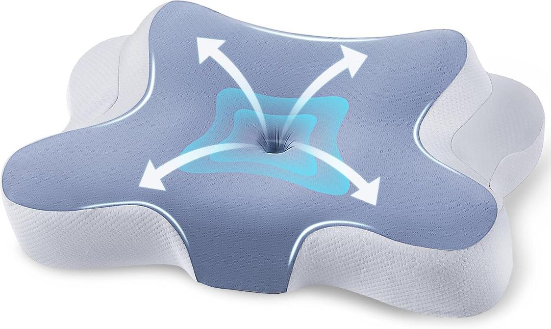 A-Pce PKBD Cervical Pillows for Sleeping,Ergonomic Orthopedic Neck Support Pillow,Memory Foam Pillow with Removable Pillowcase for Side,Back, Stomach Sleepers, Blue